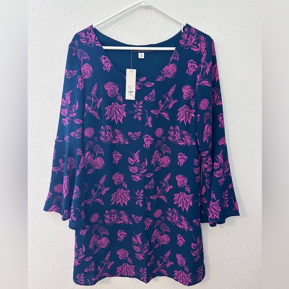 NWT Francesca’s Blue Rain Mini bell sleeve dress